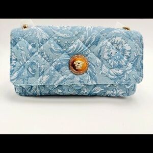 Versace La Medusa handbag in a light blue